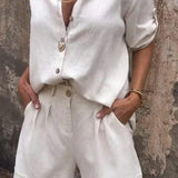 Combishort Boutonné à Ceinture