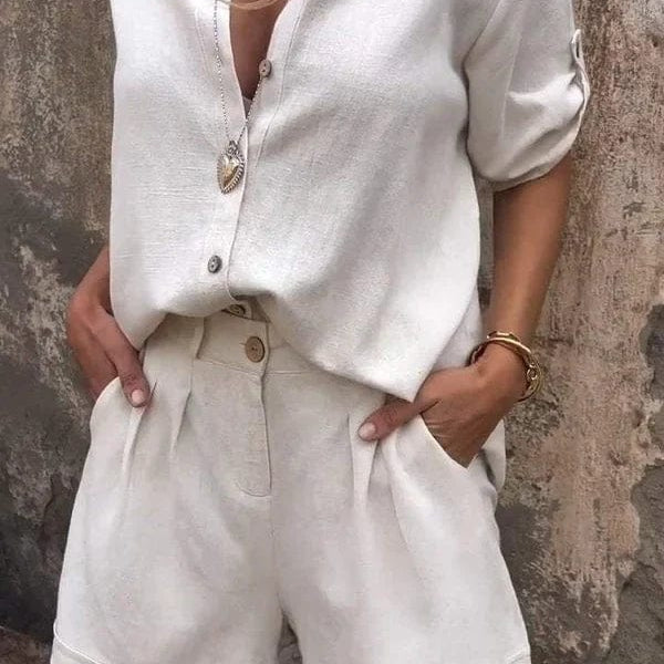Combishort Boutonné à Ceinture