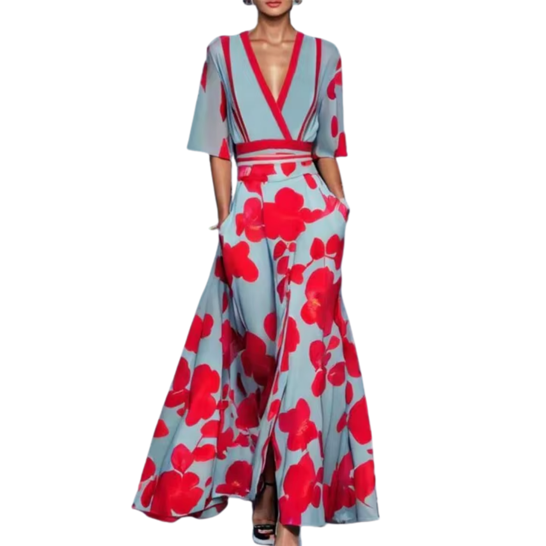 Robe Femme Longue Fleurie – Robe Élégante Col V