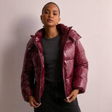 Elise | Veste matelassée brillante pour femmes avec capuche amovible