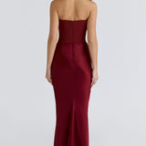 Robe Longue Bustier Drapée Élégance Satinée