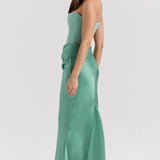 Robe Longue Bustier Drapée Élégance Satinée