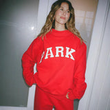 Sweat oversize femme col montant imprimé varsity