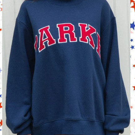 Sweat oversize femme col montant imprimé varsity