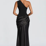 Robe Longue Asymétrique à Épaule Unique