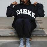 Sweat oversize femme col montant imprimé varsity