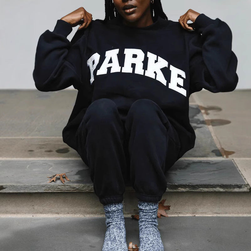 Sweat oversize femme col montant imprimé varsity