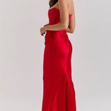 Robe Longue Bustier Drapée Élégance Satinée
