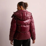 Elise | Veste matelassée brillante pour femmes avec capuche amovible
