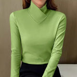 Pull Col Roulé Automne Blanc Femme