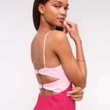 Robe Midi Satinée Bicolore Dos Croisé