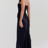 Robe Longue Bustier Drapée Élégance Satinée