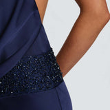 Robe Longue Drapée à Col Halter Élégant