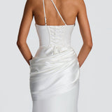Robe Longue Asymétrique Drapée Élégance Prestige