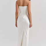 Robe Longue Bustier Drapée Élégance Satinée