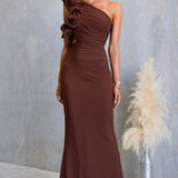 Robe longue femme asymétrique à volants