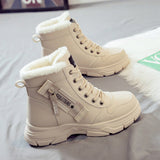 Bottines Fourrées Lacées Style Outdoor Moderne