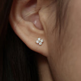 Boucles d'oreilles puces trèfle plaqué or 18K