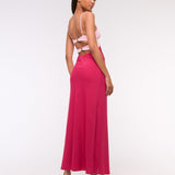 Robe Midi Satinée Bicolore Dos Croisé
