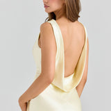 Robe Longue Satinée Dos Plongeant Élégance Glamour