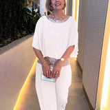 Ensemble Fluide Élégant Strass Soirée Chic