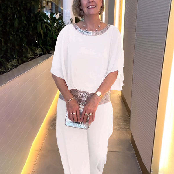 Ensemble Fluide Élégant Strass Soirée Chic