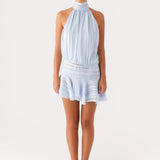 Robe Courte Dos Nu à Col Montant