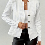 Blazer ajusté en maille à col montant boutonné