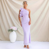 Robe longue femme asymétrique à volants