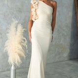 Robe longue femme asymétrique à volants