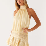 Robe Courte Dos Nu à Col Montant