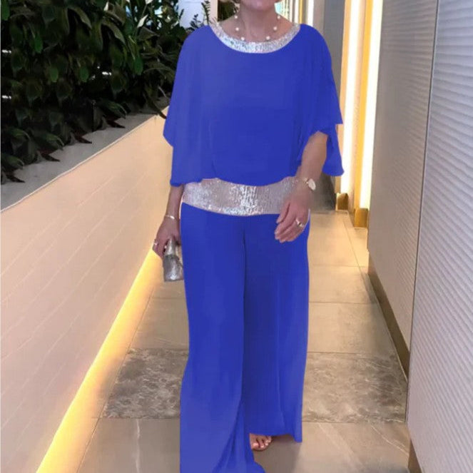 Ensemble Fluide Élégant Strass Soirée Chic