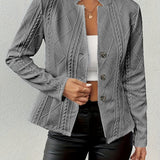 Blazer ajusté en maille à col montant boutonné