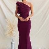 Robe longue femme asymétrique à volants