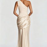 Robe Longue Asymétrique à Épaule Unique