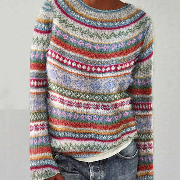 Pull Maille Colorée Motifs Jacquard Confort Chaleur