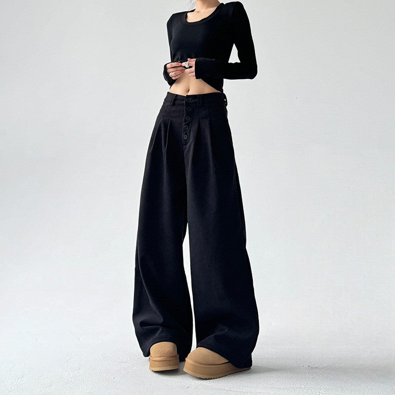 Pantalon Oversize Taille Haute Coupe Large Style Moderne