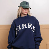 Sweat oversize femme col montant imprimé varsity