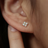 Boucles d'oreilles puces trèfle plaqué or 18K
