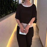 Ensemble Fluide Élégant Strass Soirée Chic