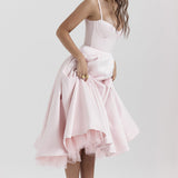 Robe Midi Évasée à Bretelles Fines