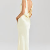 Robe Longue Satinée Dos Plongeant Élégance Glamour