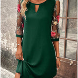 Robe Femme Courte Élégante Manches Brodées