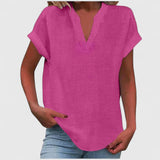 Blouse à Col V et Manches Courtes
