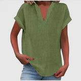 Blouse à Col V et Manches Courtes