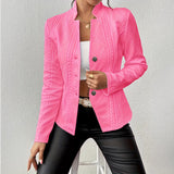 Blazer ajusté en maille à col montant boutonné