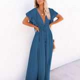Robe Femme Bohème Longue Boutonnée Fluide