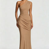 Robe Longue Asymétrique à Épaule Unique
