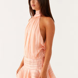 Robe Courte Dos Nu à Col Montant