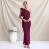 Robe longue femme asymétrique à volants
